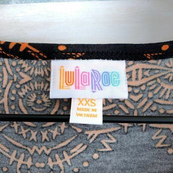 LuLaRoe Irma High Low Tunic Top Black Orange Medallion Print Womens XXS NWT - Picture 3 of 5